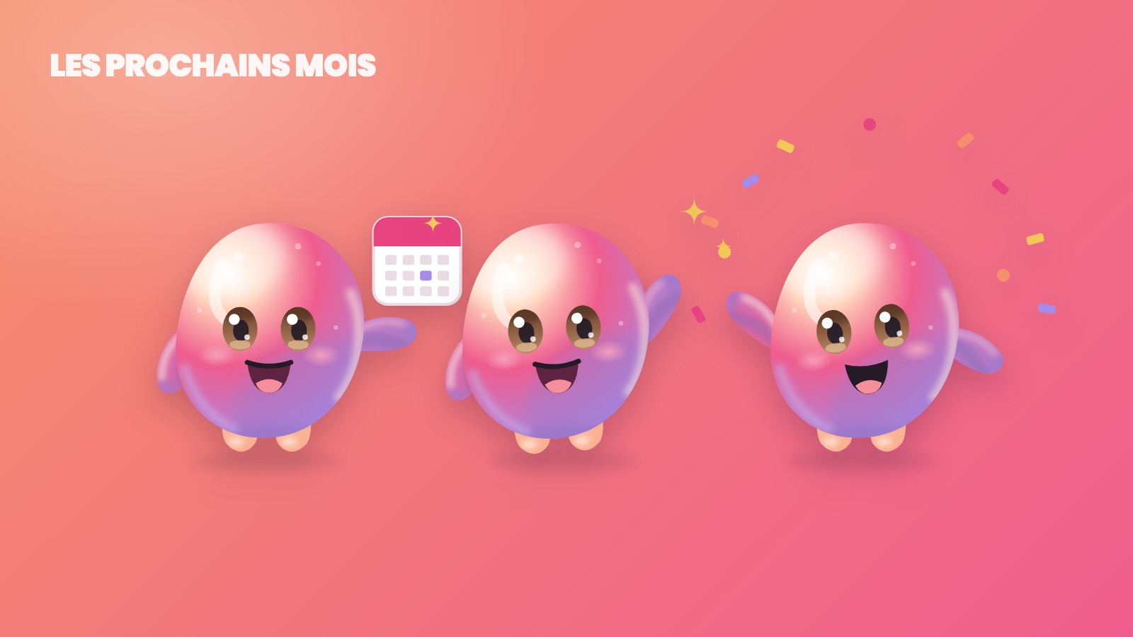 Trois Seli autour d'un calendrier.